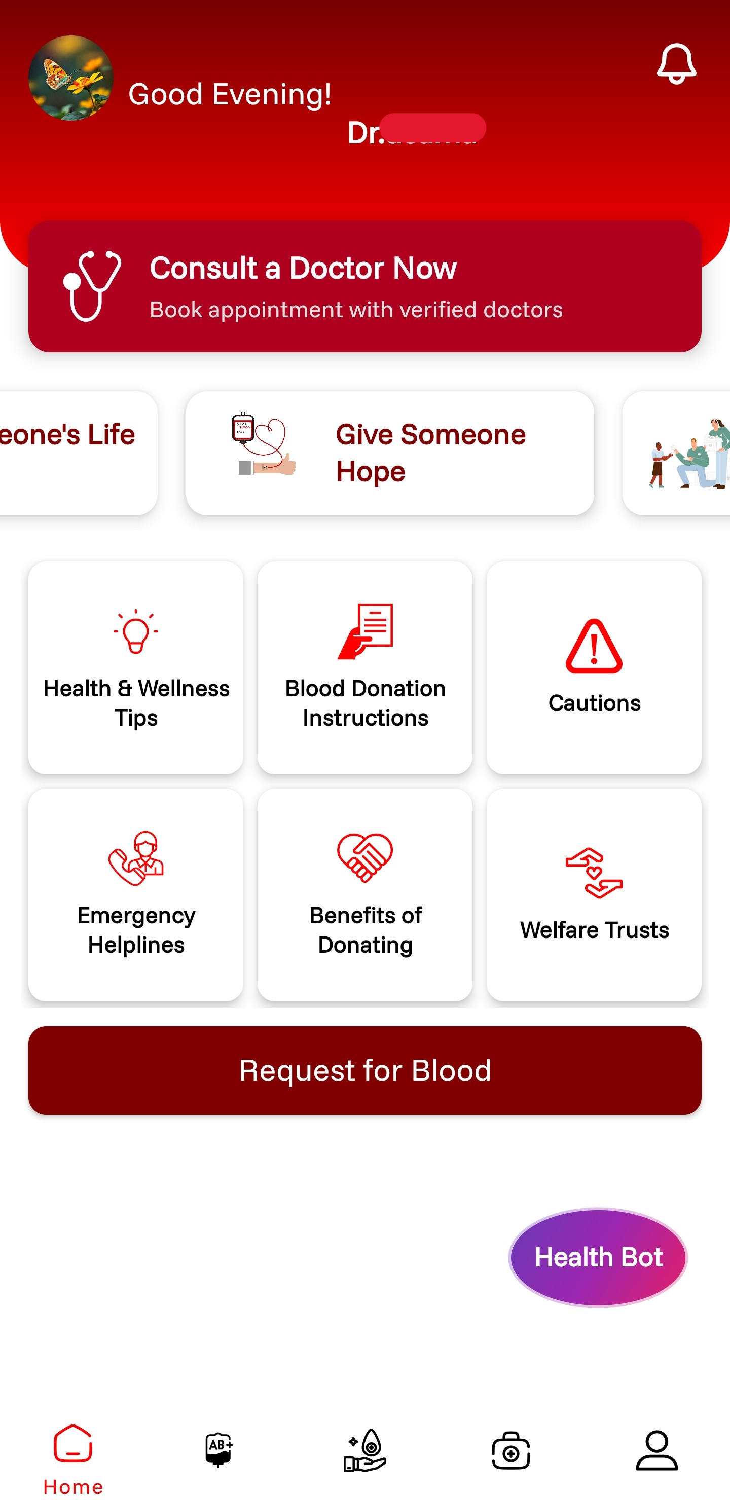LifeSaver App Home Screen